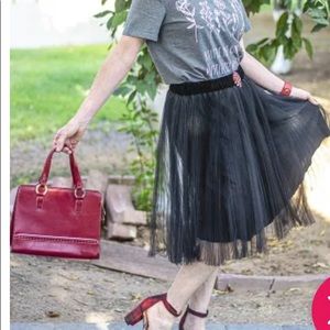 Black lace overlay A line skirt with side zipper from Nine & Co. Size 12/14